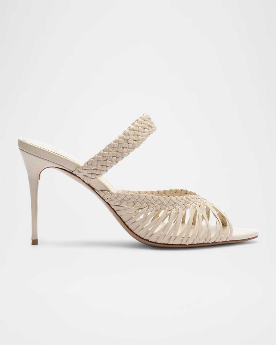 Agatha 85 Braided Leather Stiletto Sandals